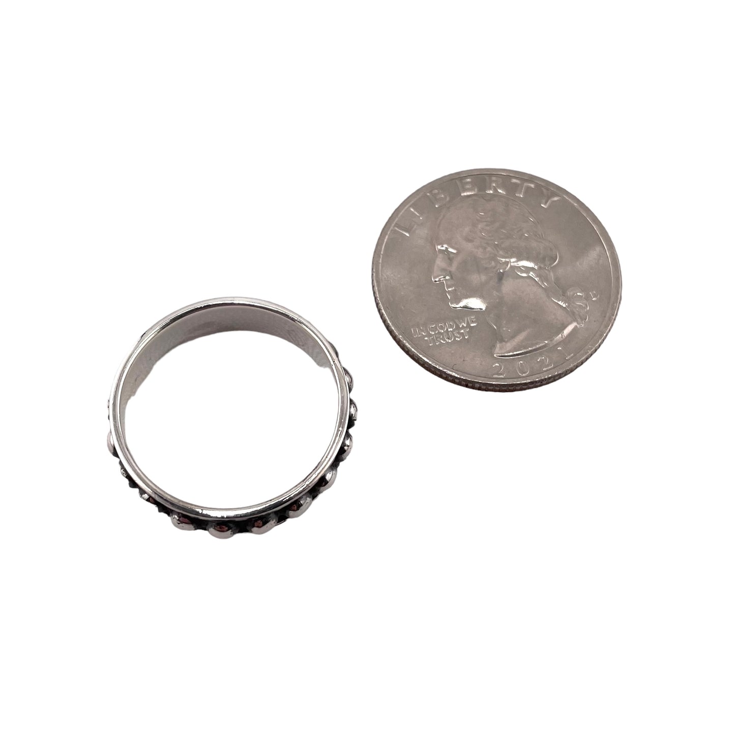Ball Dot Drop Single Row 5mm Band Ring Sterling Silver