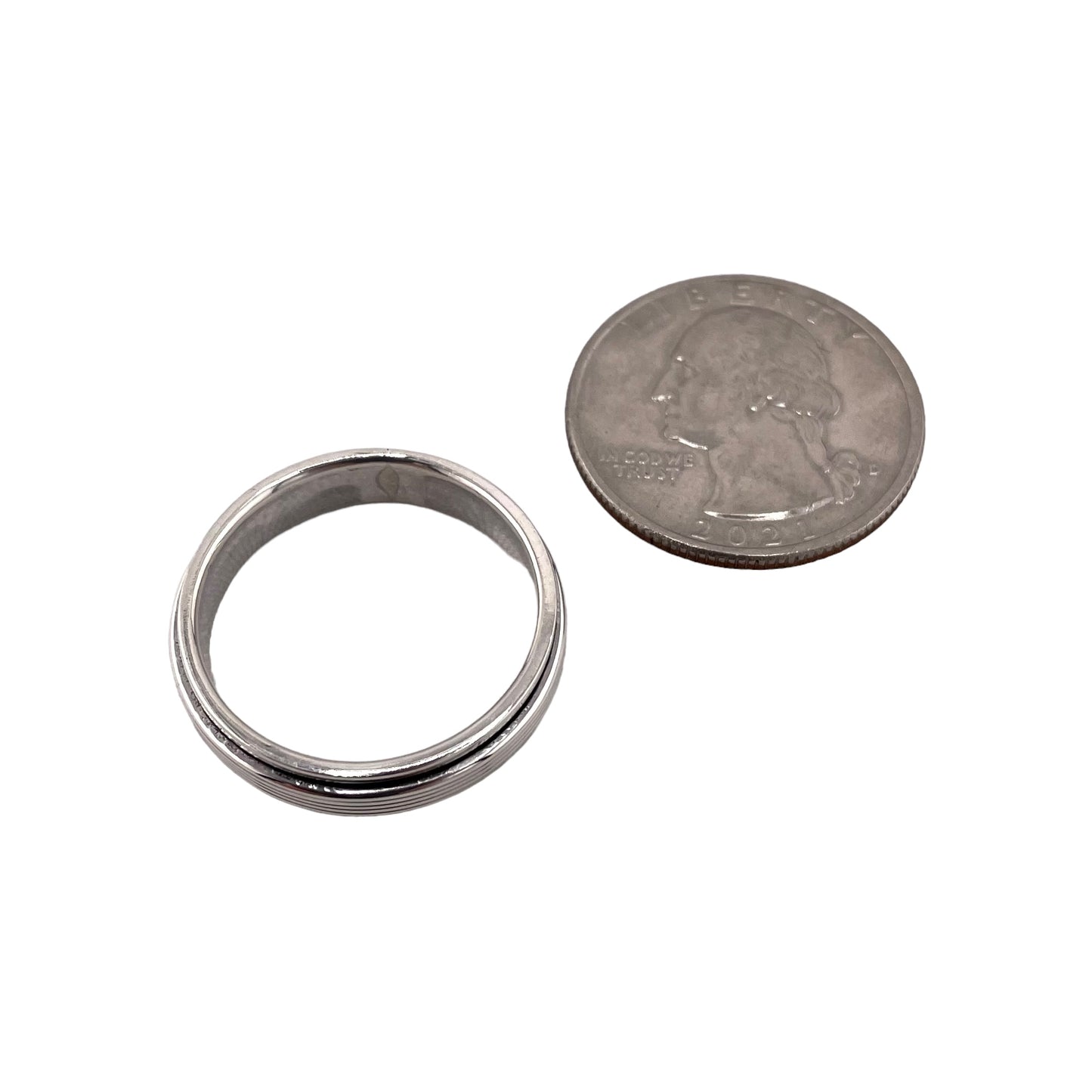 Plain Lined Spinner 5mm Band Ring Sterling Silver