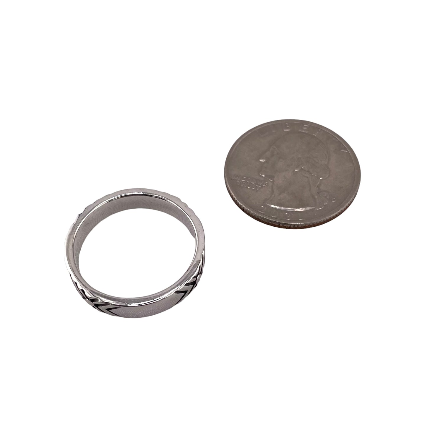 Stamped Arrow 4mm Band Ring Sterling Silver