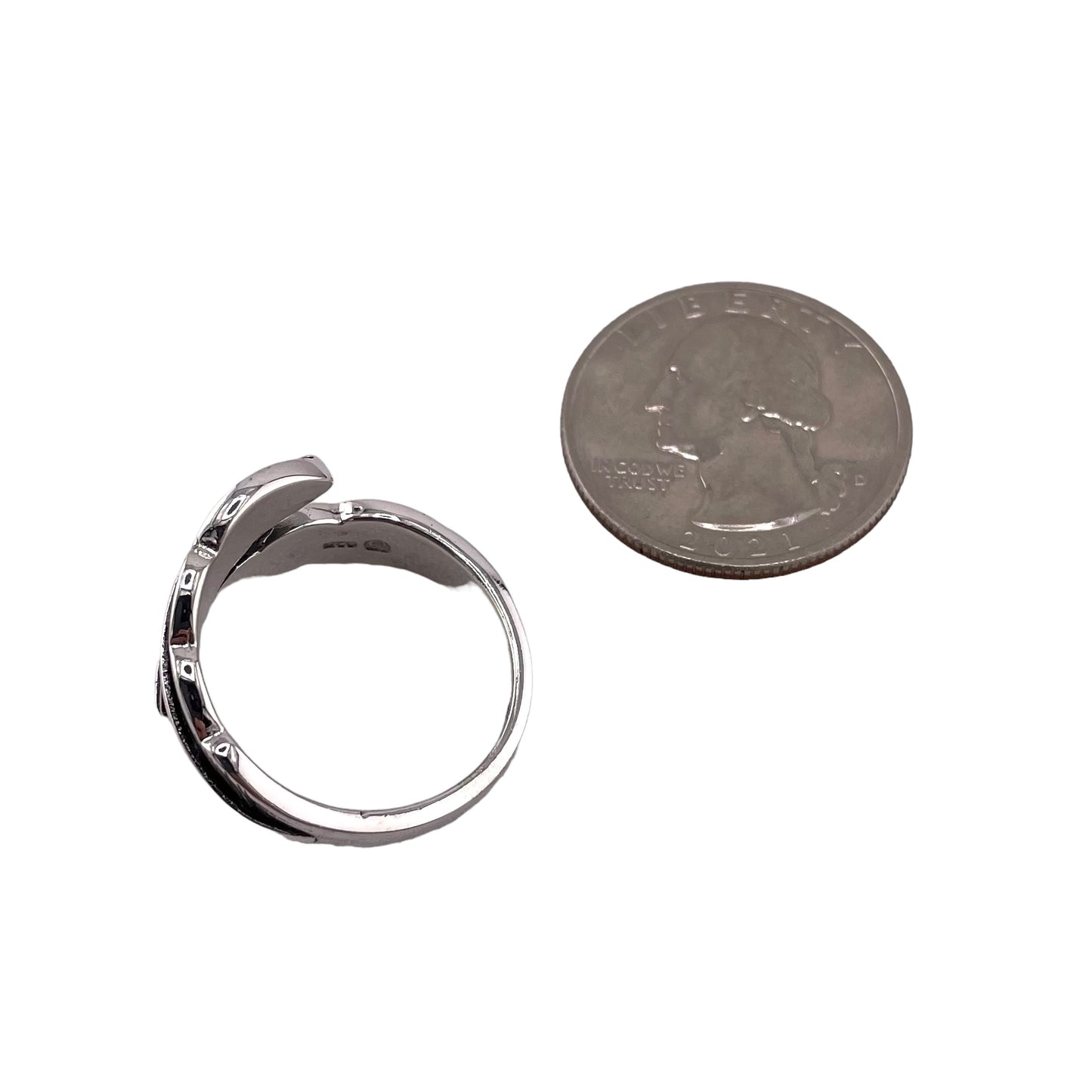 Double Sided Feather 14mm Ring Sterling Silver