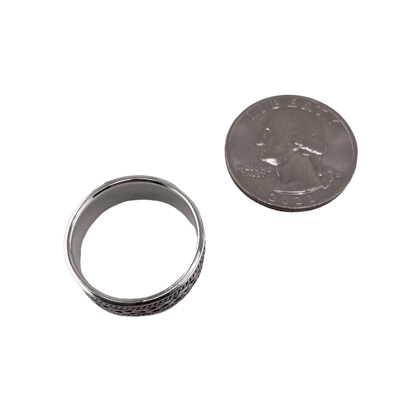 Braided Wire 8mm Band Ring Sterling Silver