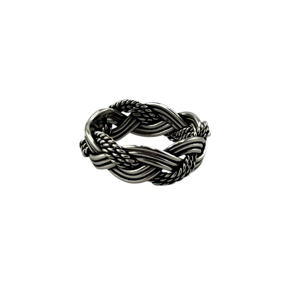 Braided Rope Twist 6mm Band Ring Sterling Silver