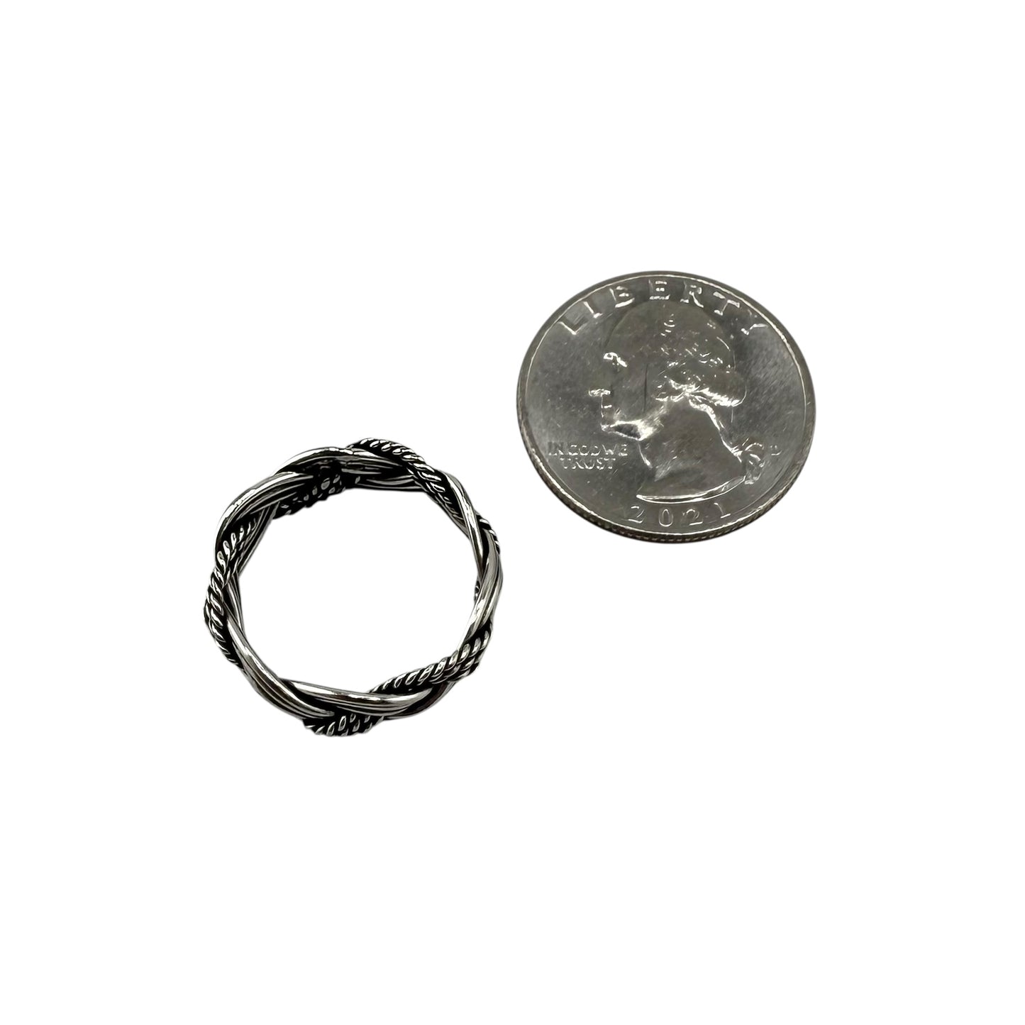 Braided Rope Twist 6mm Band Ring Sterling Silver