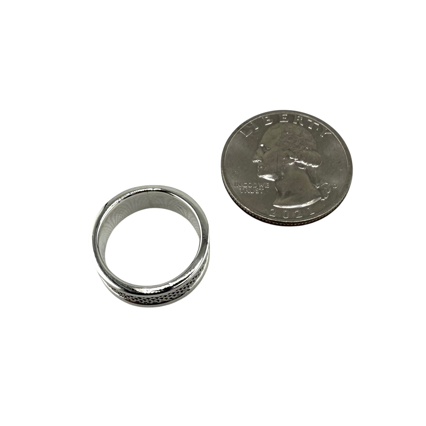 Diamond Link Pattern Ring Sterling Silver