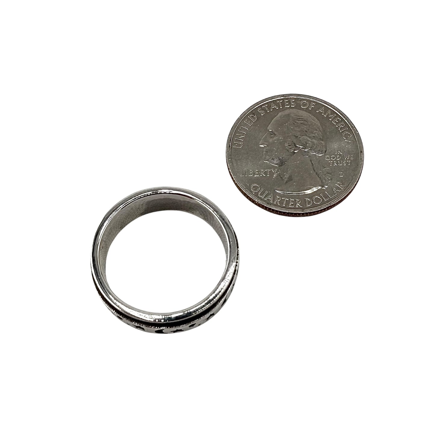 Crescent Moon Star Spinner Ring Sterling Silver