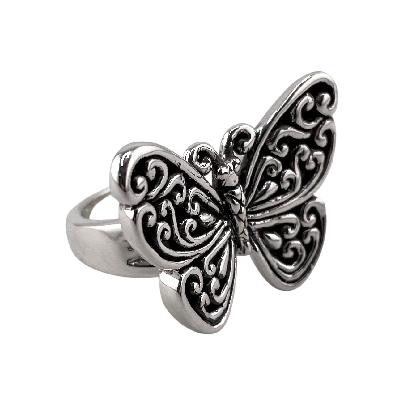 Butterfly Pattern Ring Sterling Silver