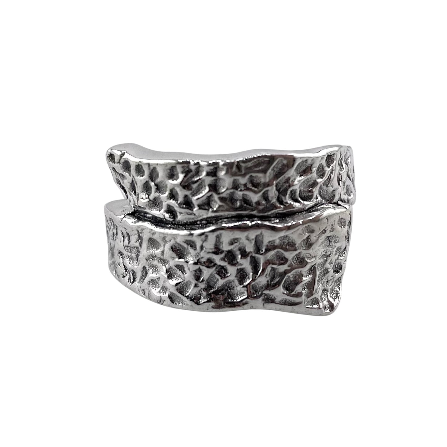 Hammered Pattern Wrap Ring Sterling Silver
