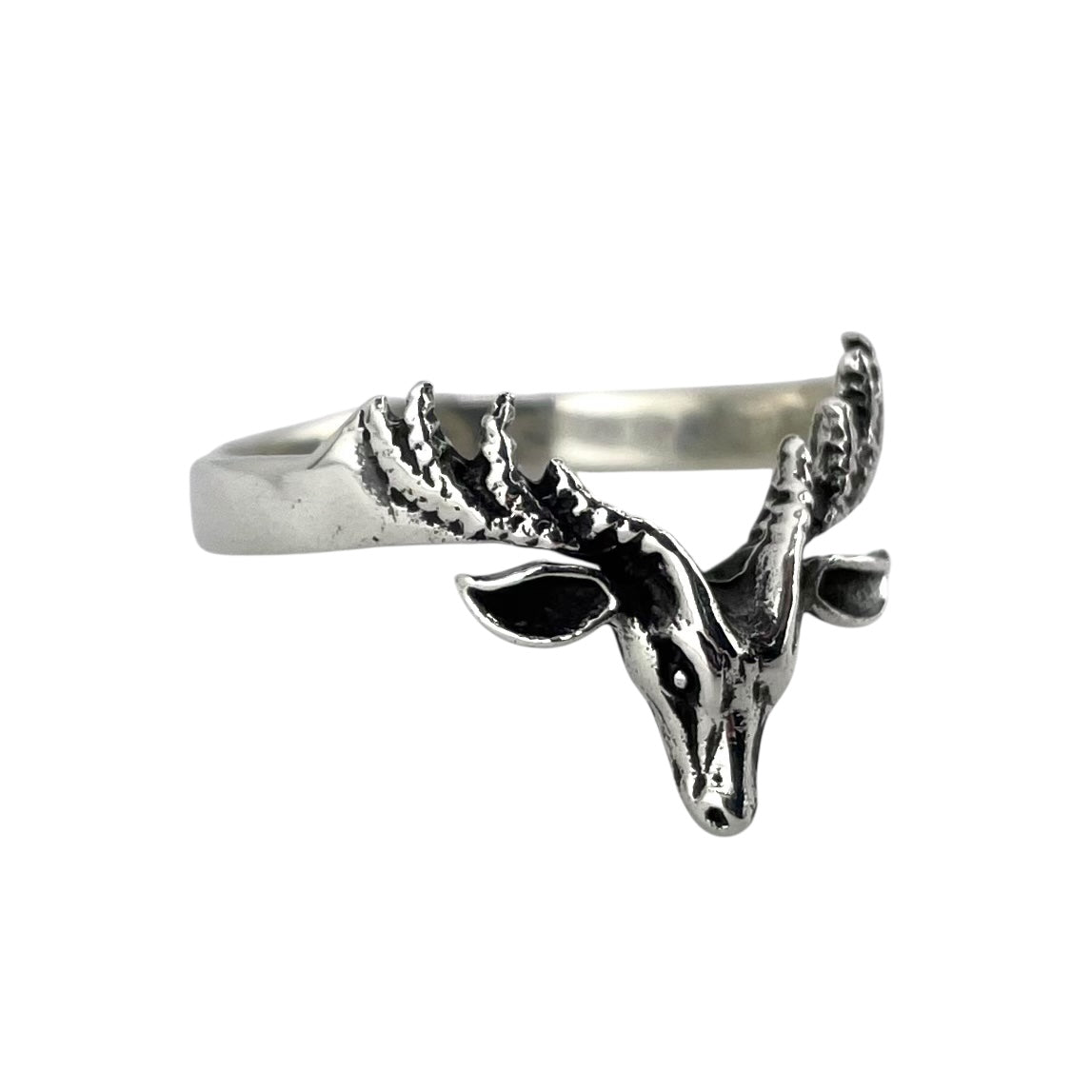 Deer Head Ring Sterling Silver