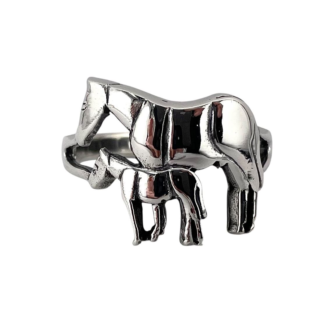 Mom and Baby Horse Ring Sterling Silver