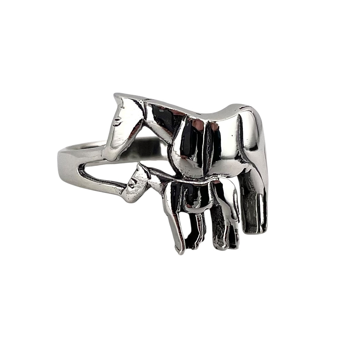 Mom and Baby Horse Ring Sterling Silver