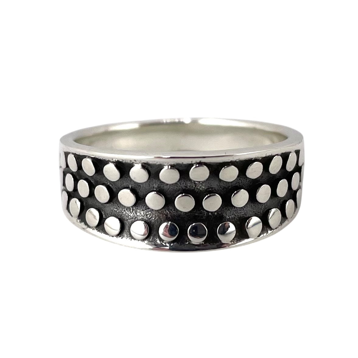 Round Bead Row Ring Sterling Silver