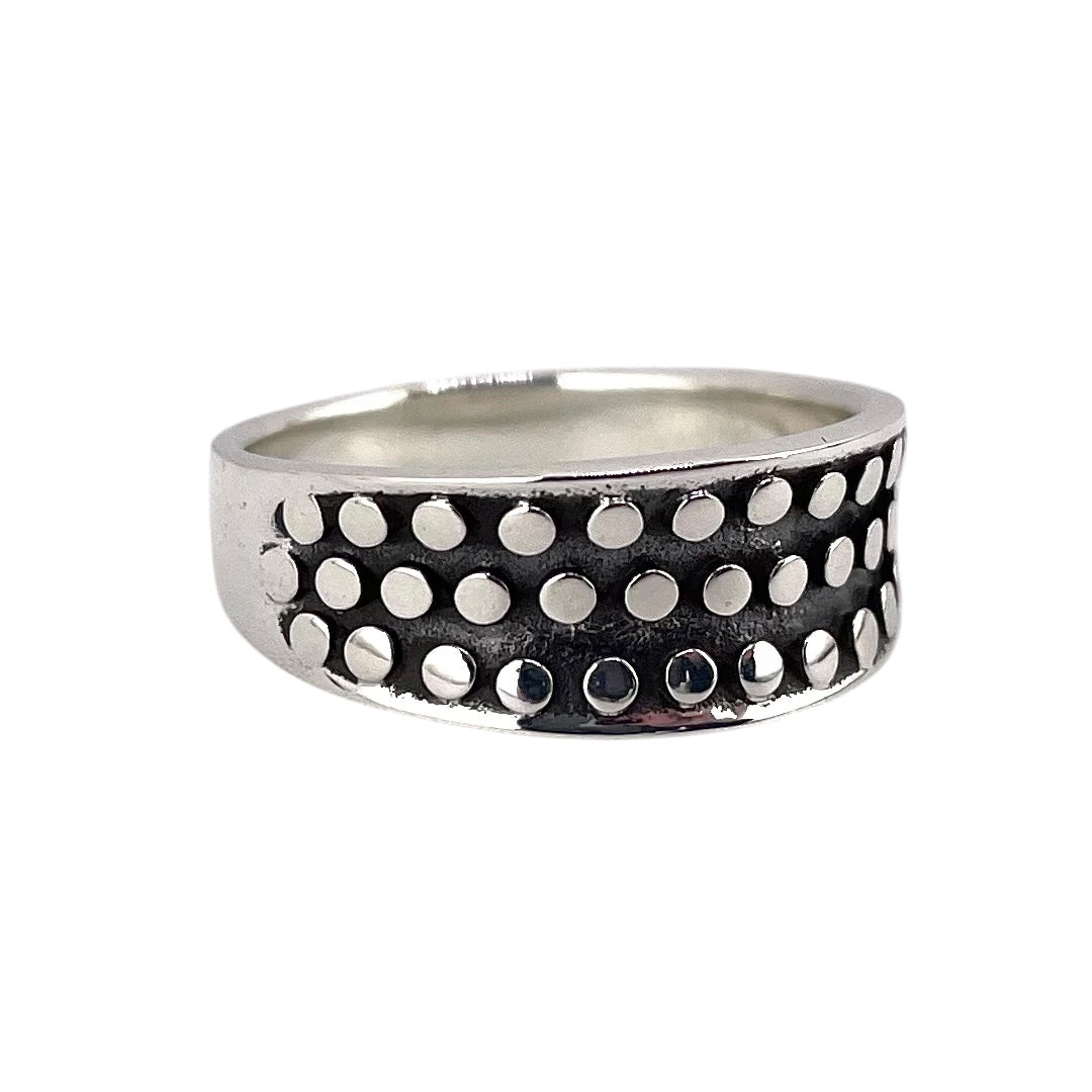 Round Bead Row Ring Sterling Silver