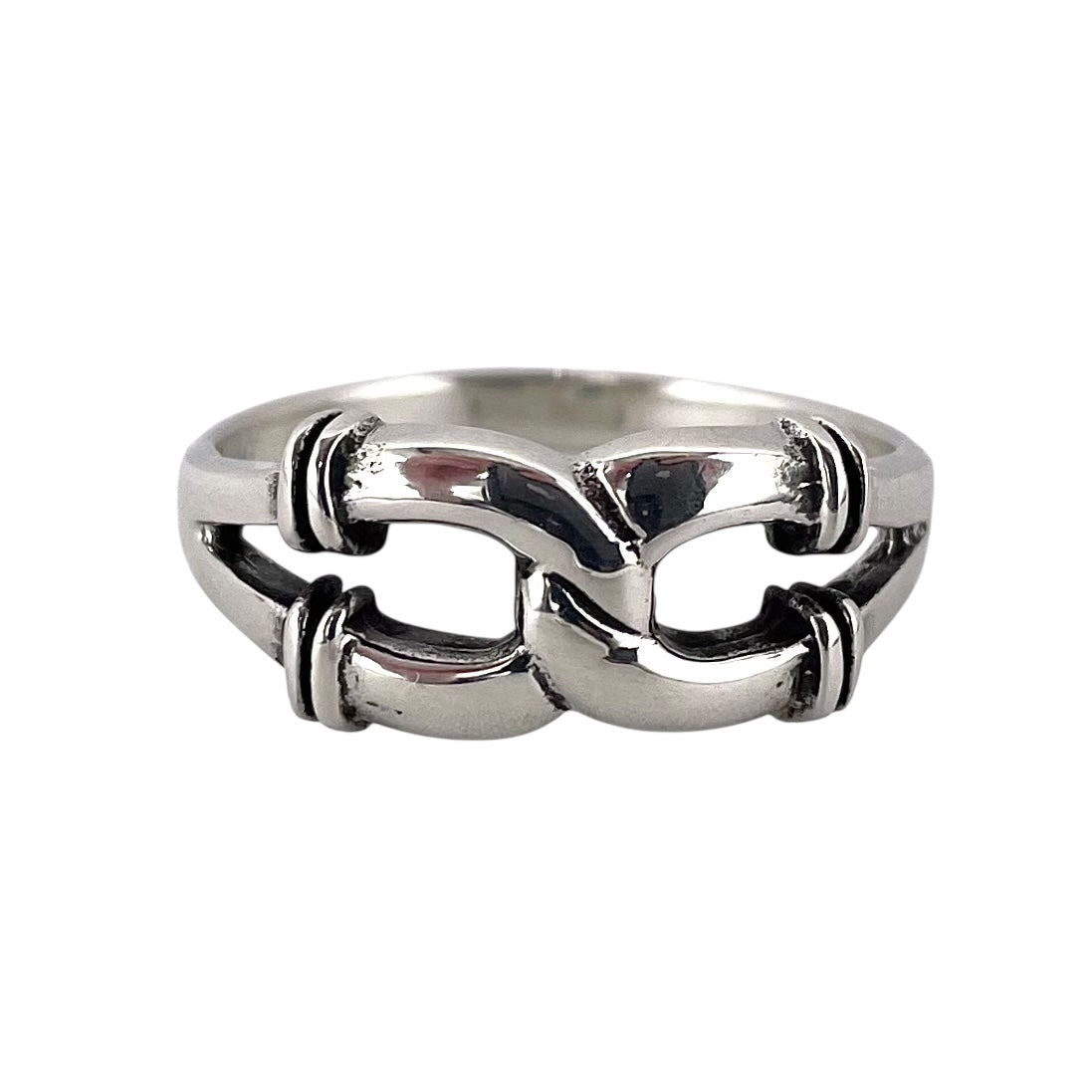 Double Horseshoe Link Ring Sterling Silver