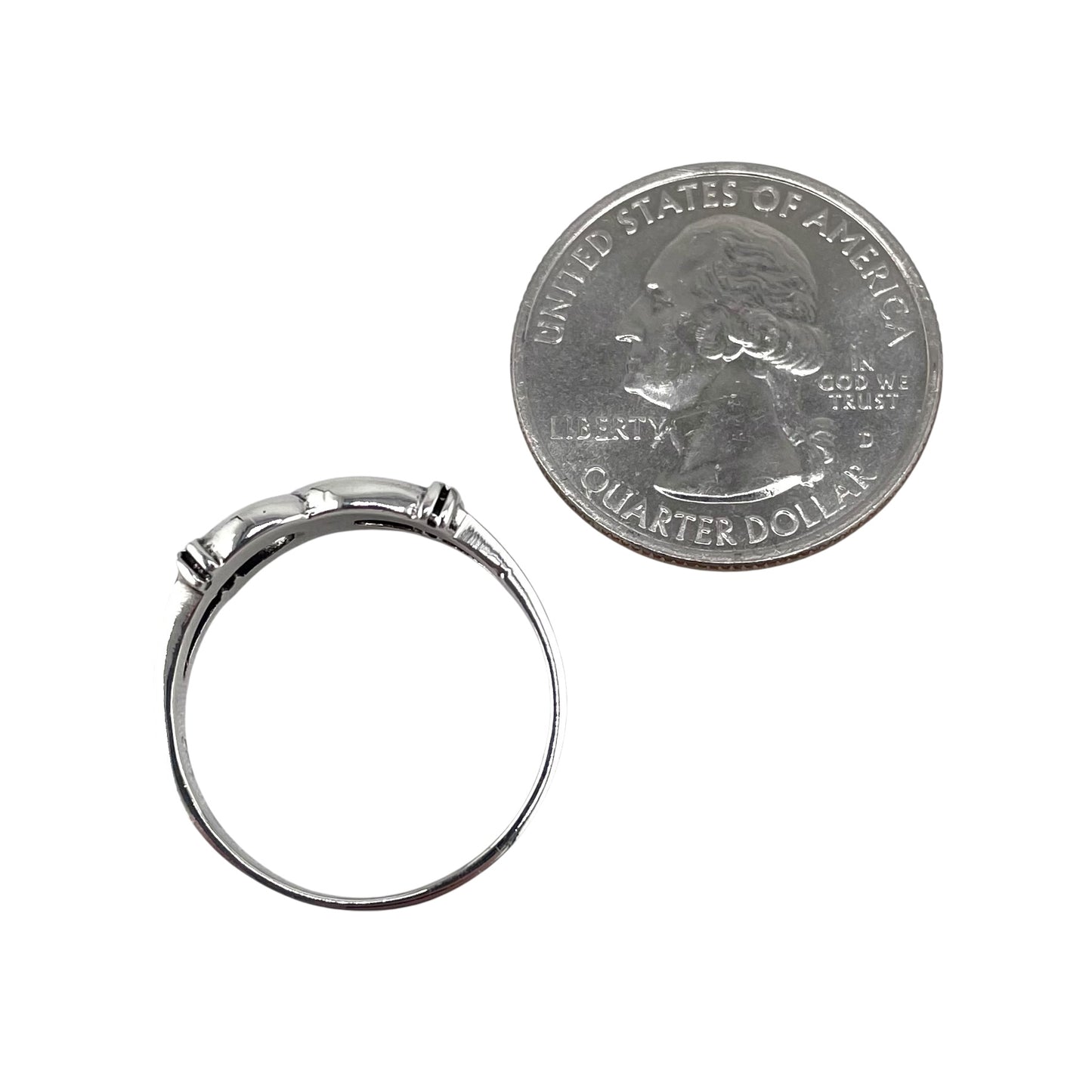 Double Horseshoe Link Ring Sterling Silver
