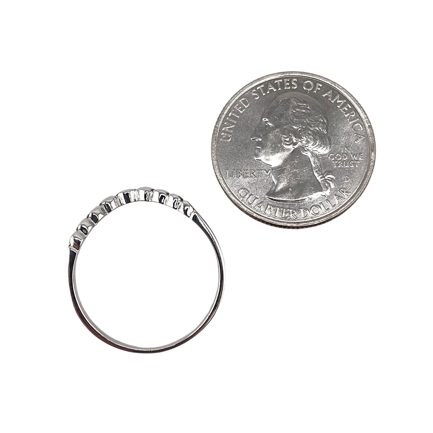 Round Bead Chevron Ring Sterling Silver