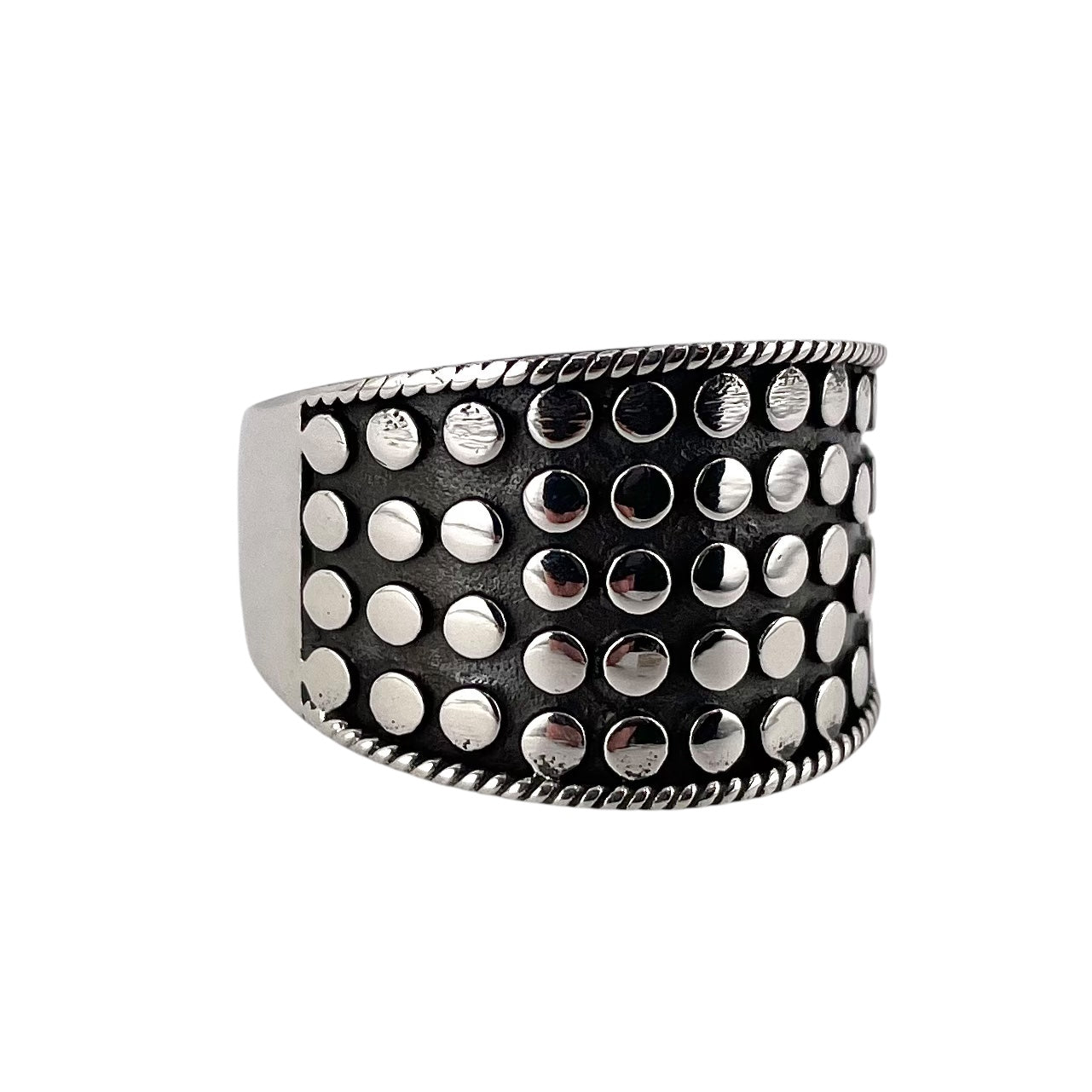 Circle Dot Row Ring Sterling Silver