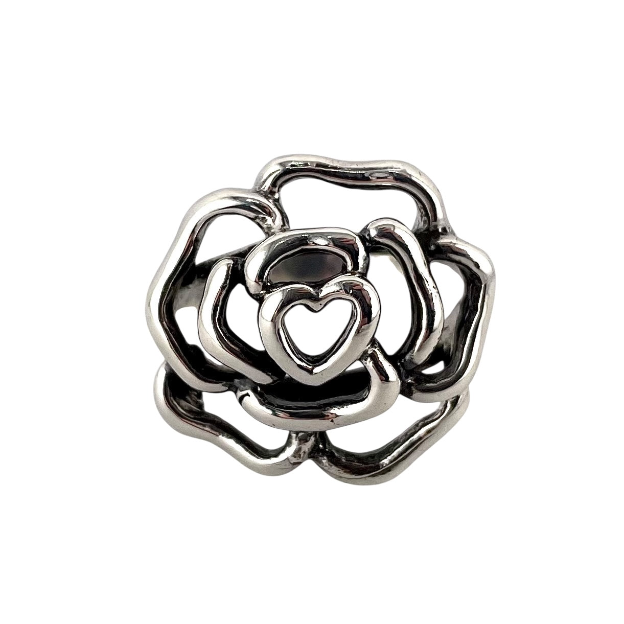 Heart Flower Ring Sterling Silver