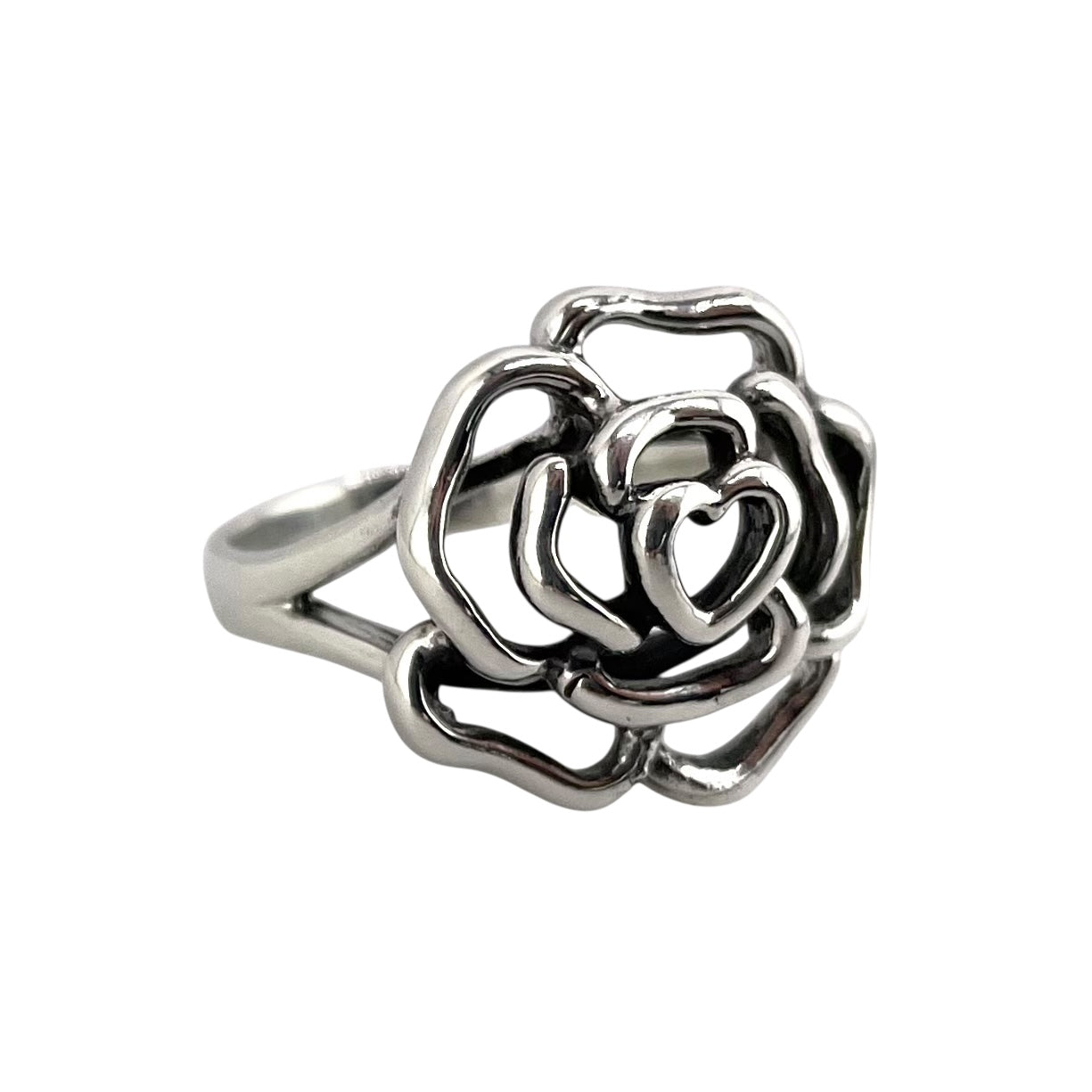 Heart Flower Ring Sterling Silver