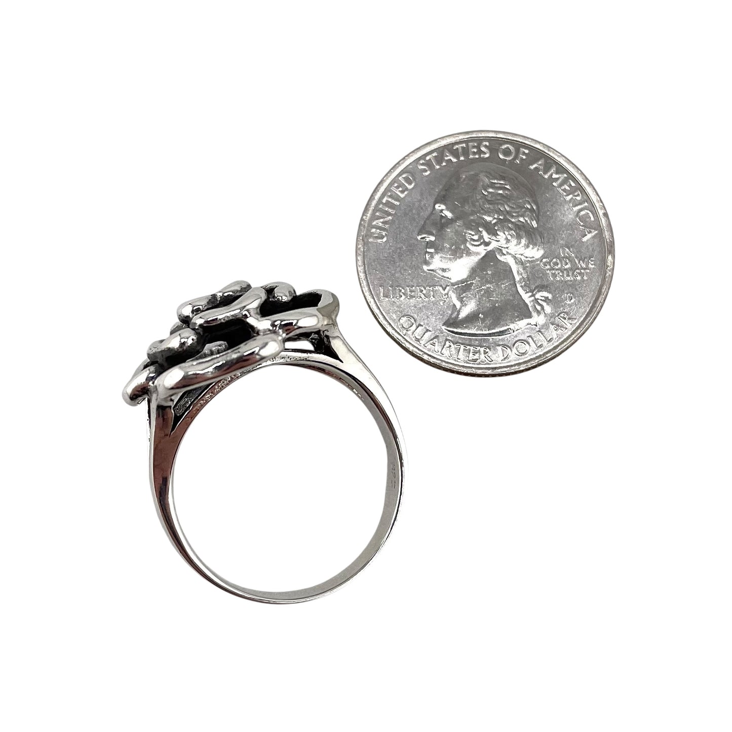 Heart Flower Ring Sterling Silver