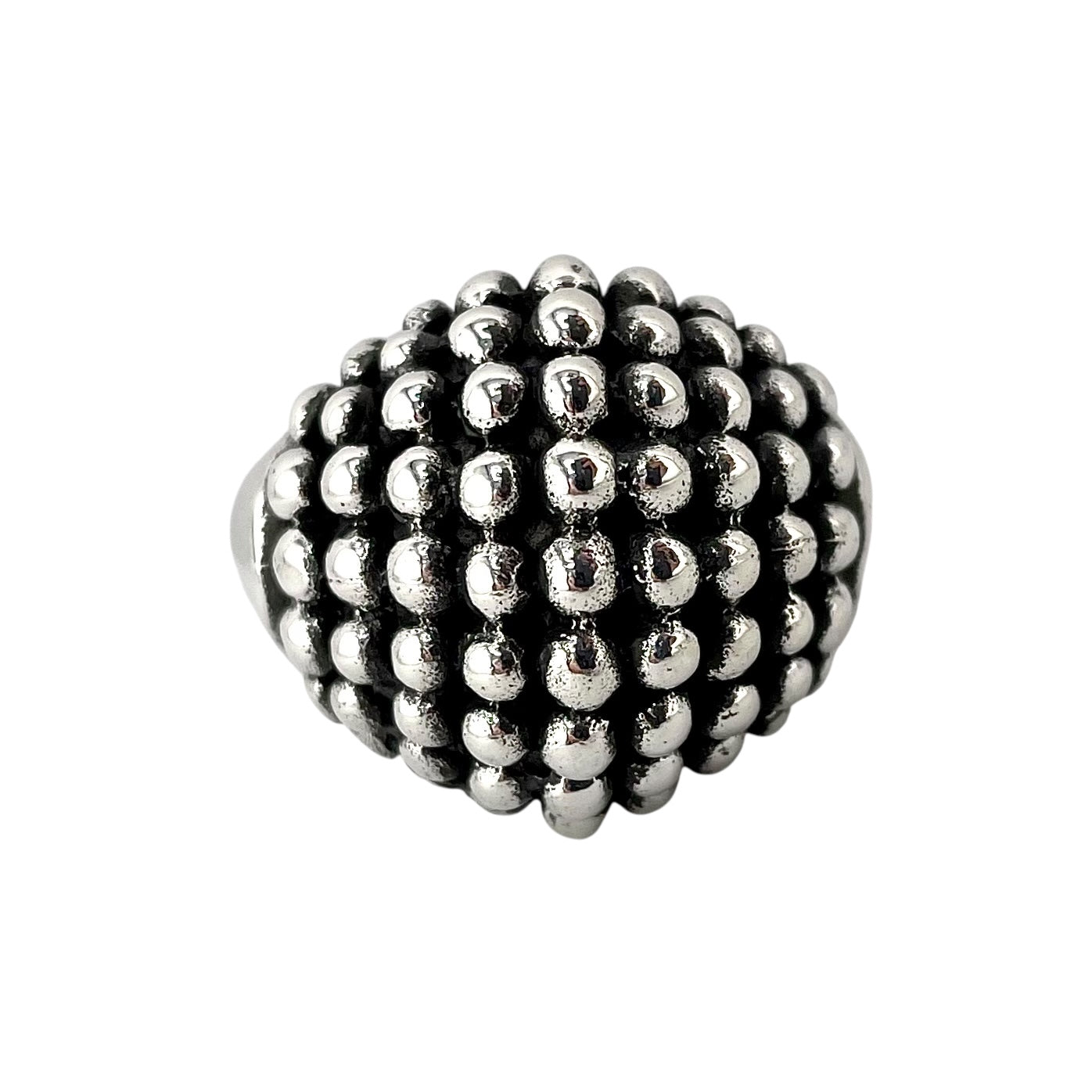 Round Bead Row Ring Sterling Silver