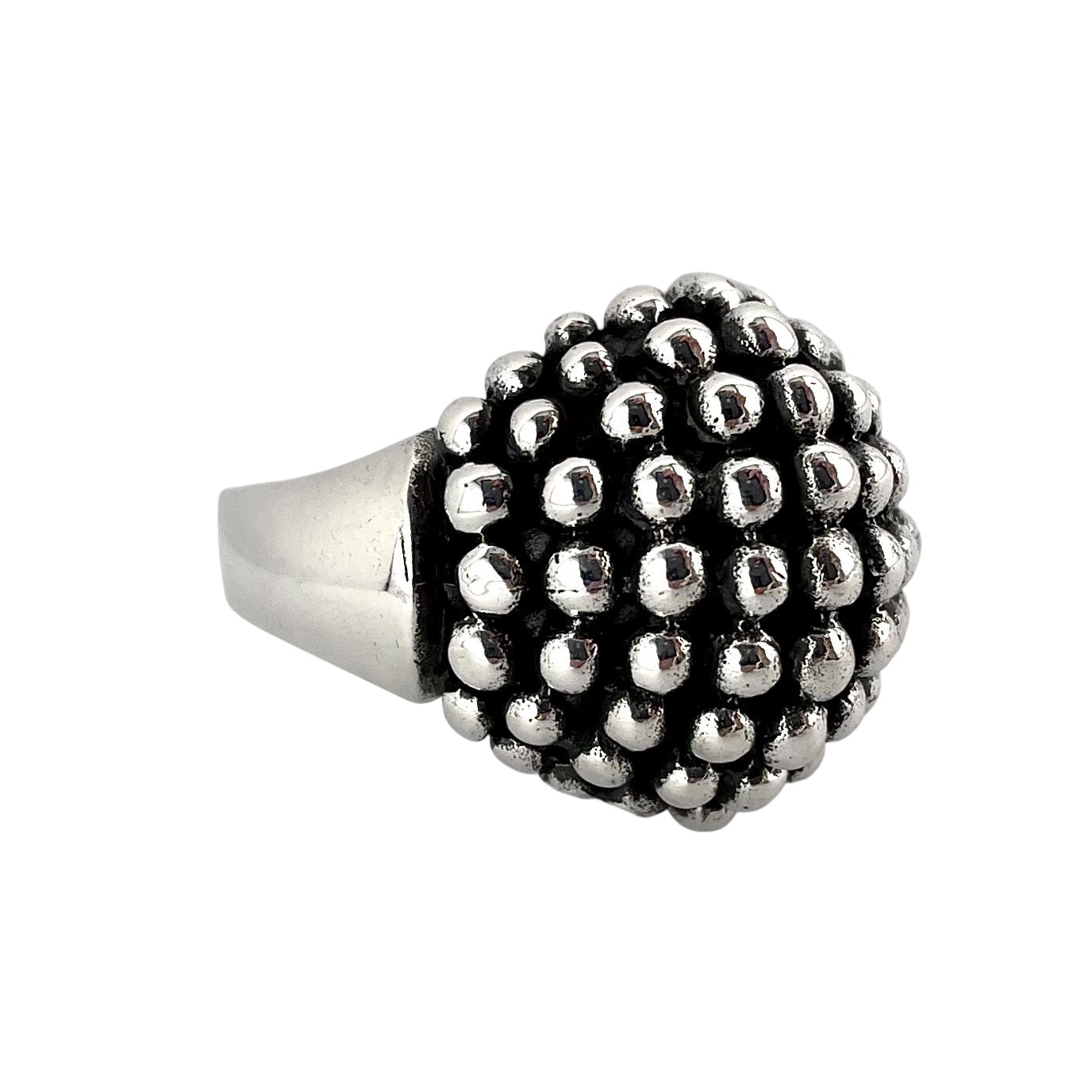 Round Bead Row Ring Sterling Silver