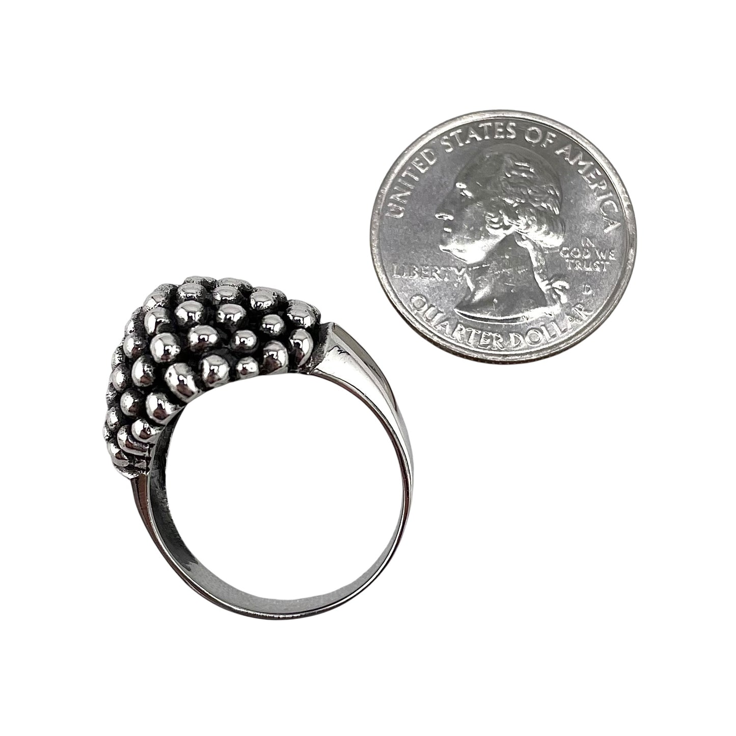 Round Bead Row Ring Sterling Silver