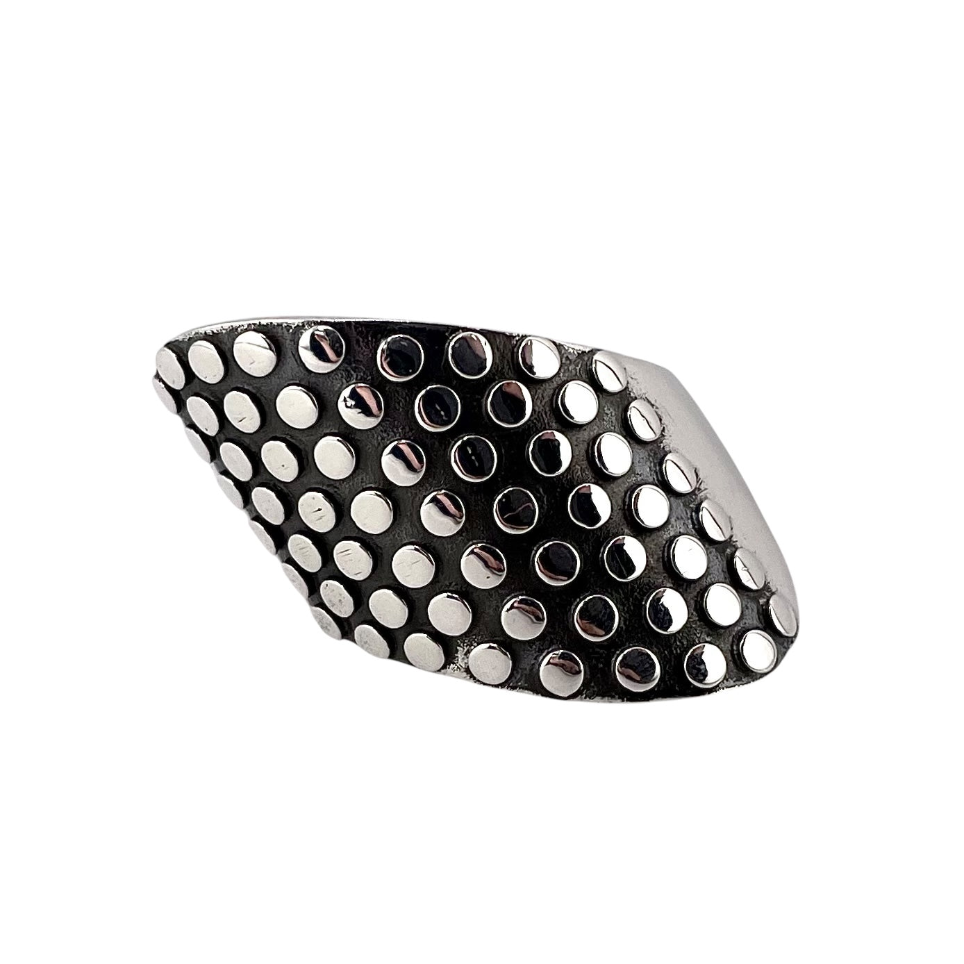 Circle Dot Bead Slanted Row Ring Sterling Silver