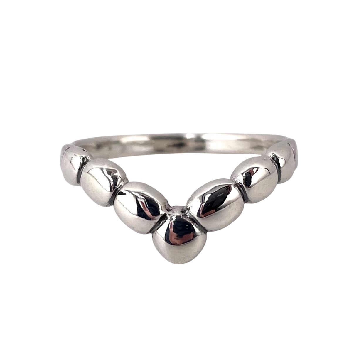Bead Chevron Ring Sterling Silver