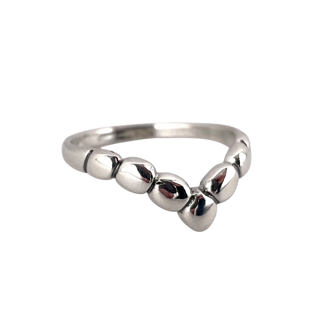 Bead Chevron Ring Sterling Silver
