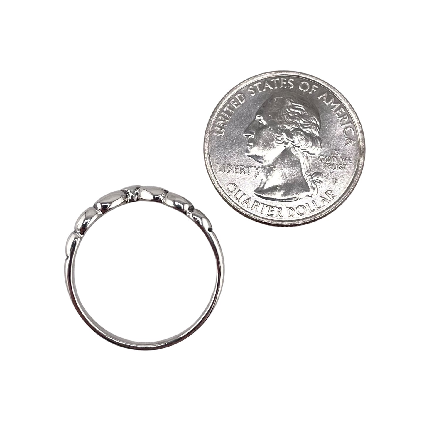 Bead Chevron Ring Sterling Silver