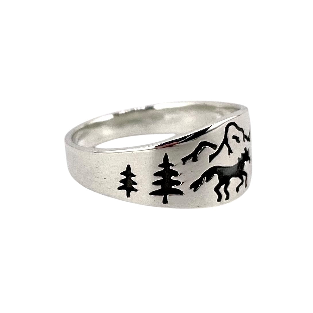 Mountain Range Horse Ring Sterling Silver