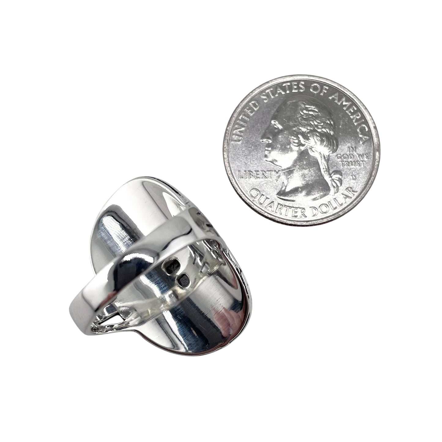 Round Bead Oval Ring Sterling Silver