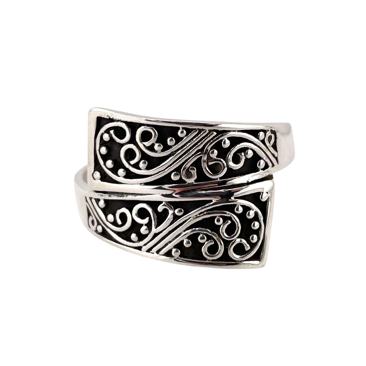 Swirl Bead Ring Sterling Silver