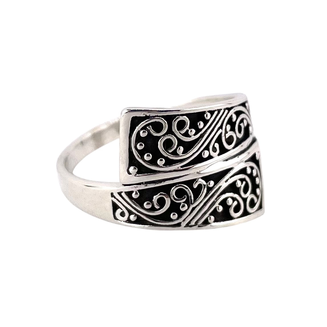 Swirl Bead Ring Sterling Silver