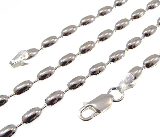 Sterling Silver Oval Bead 300 3mm Necklace Chain Solid Dog Tag Jewelry