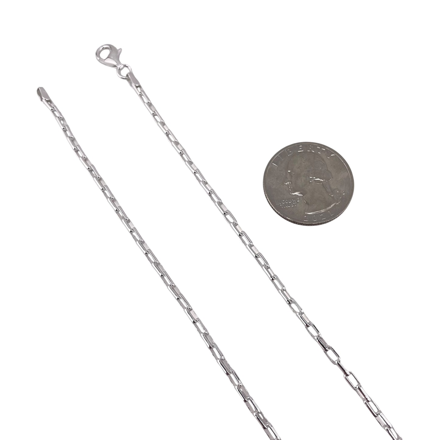 Sterling Silver Long Oval Box 250 2.6mm Necklace Chain Italian Italy Solid .925 Jewelry