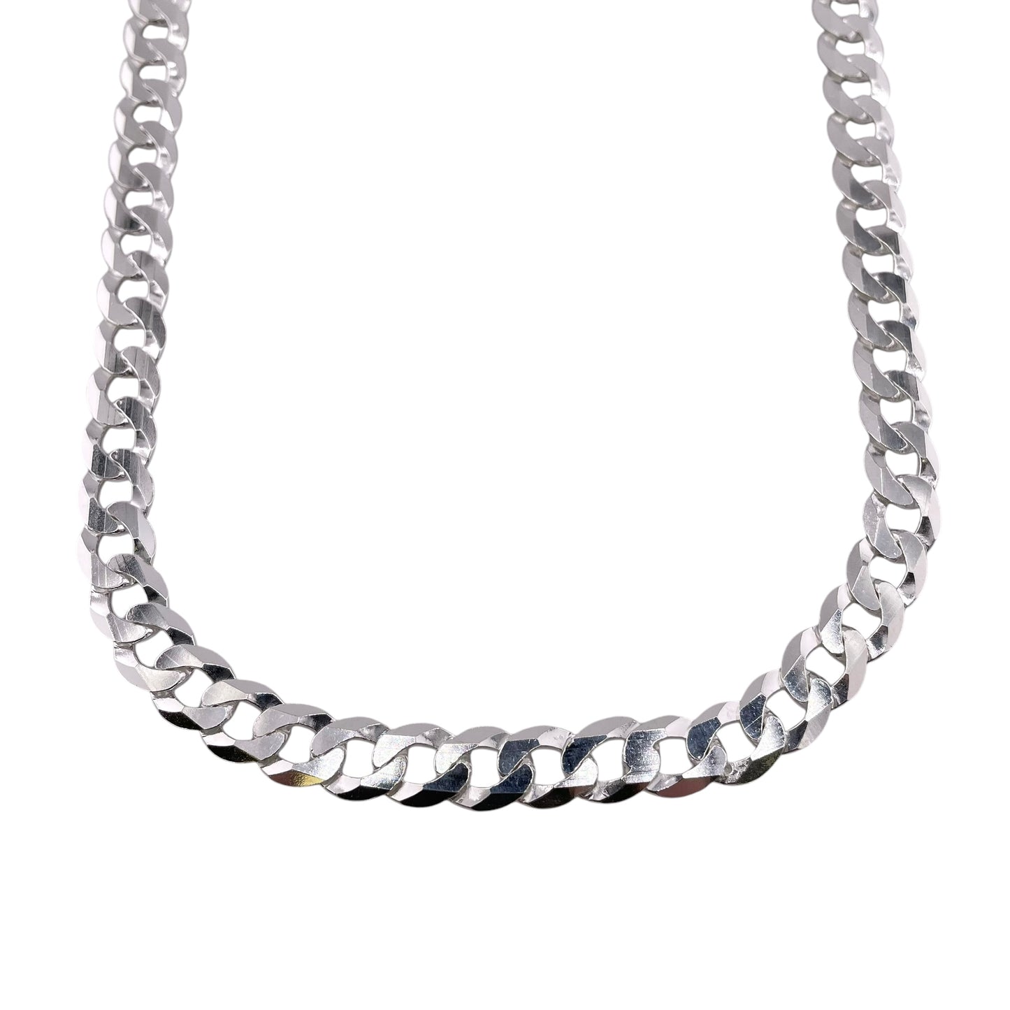 Sterling Silver Super Flat Curb 250 8.8mm Bracelet Chain Italian Italy Solid Mens Jewelry