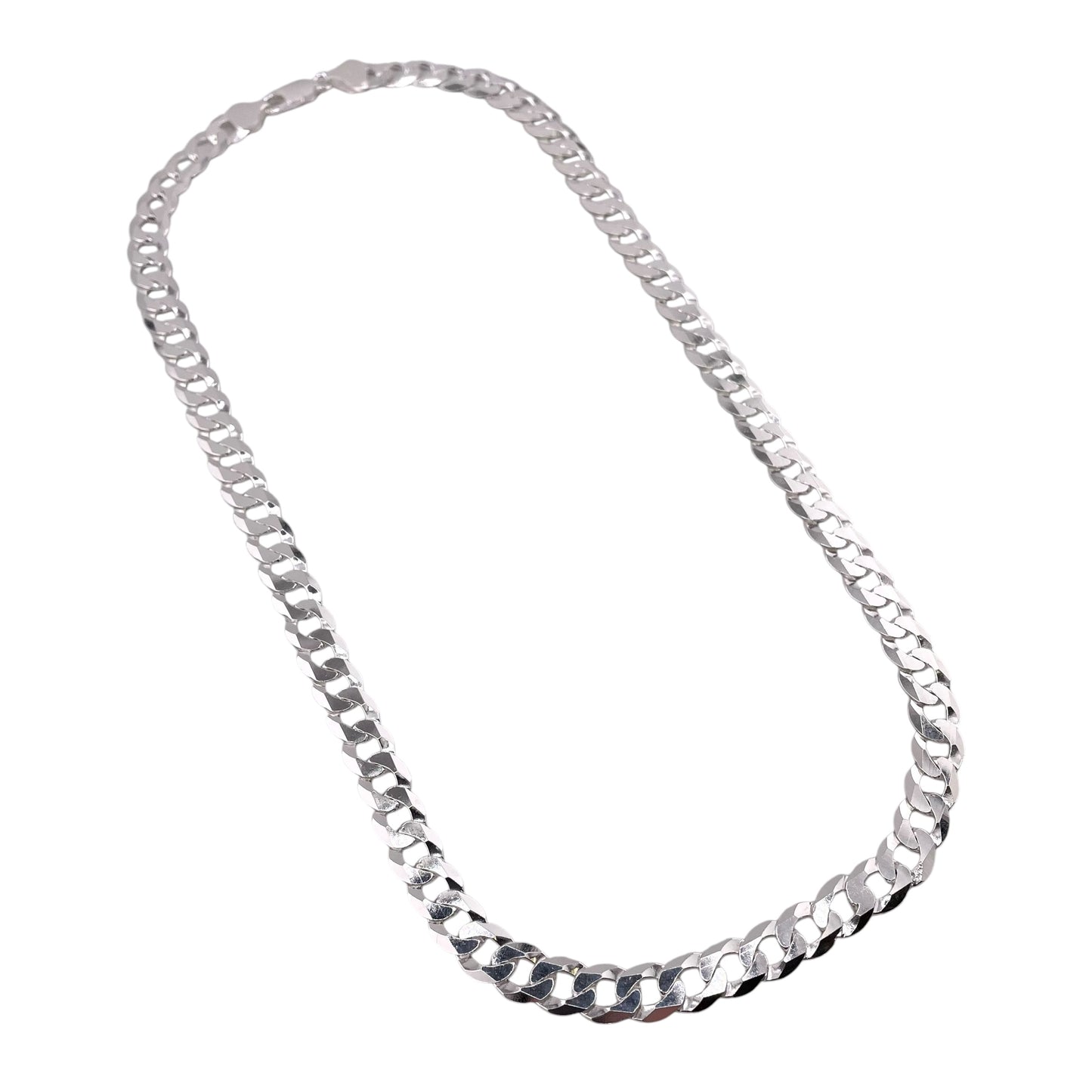 Sterling Silver Super Flat Curb 250 8.8mm Bracelet Chain Italian Italy Solid Mens Jewelry