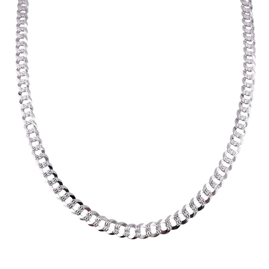 Sterling Silver Pave Super Flat Curb 200 8mm Bracelet Chain Italian Italy Solid Mens Jewelry