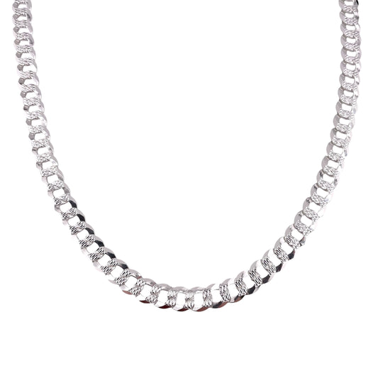 Sterling Silver Pave Super Flat Curb 250 8.8mm Bracelet Chain Italian Italy Solid Mens Jewelry