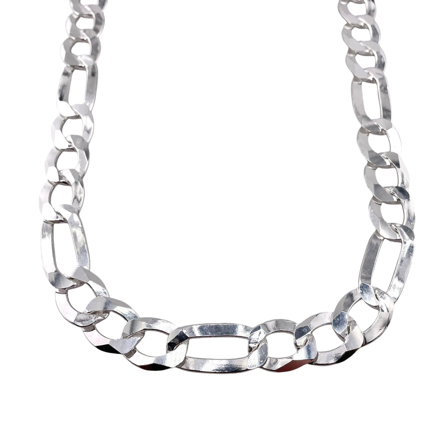 Sterling Silver Figaro Light 350 13.9mm Bracelet Chain Italian Italy Solid .925