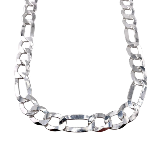 Sterling Silver Figaro Light 350 13.9mm Bracelet Chain Italian Italy Solid .925