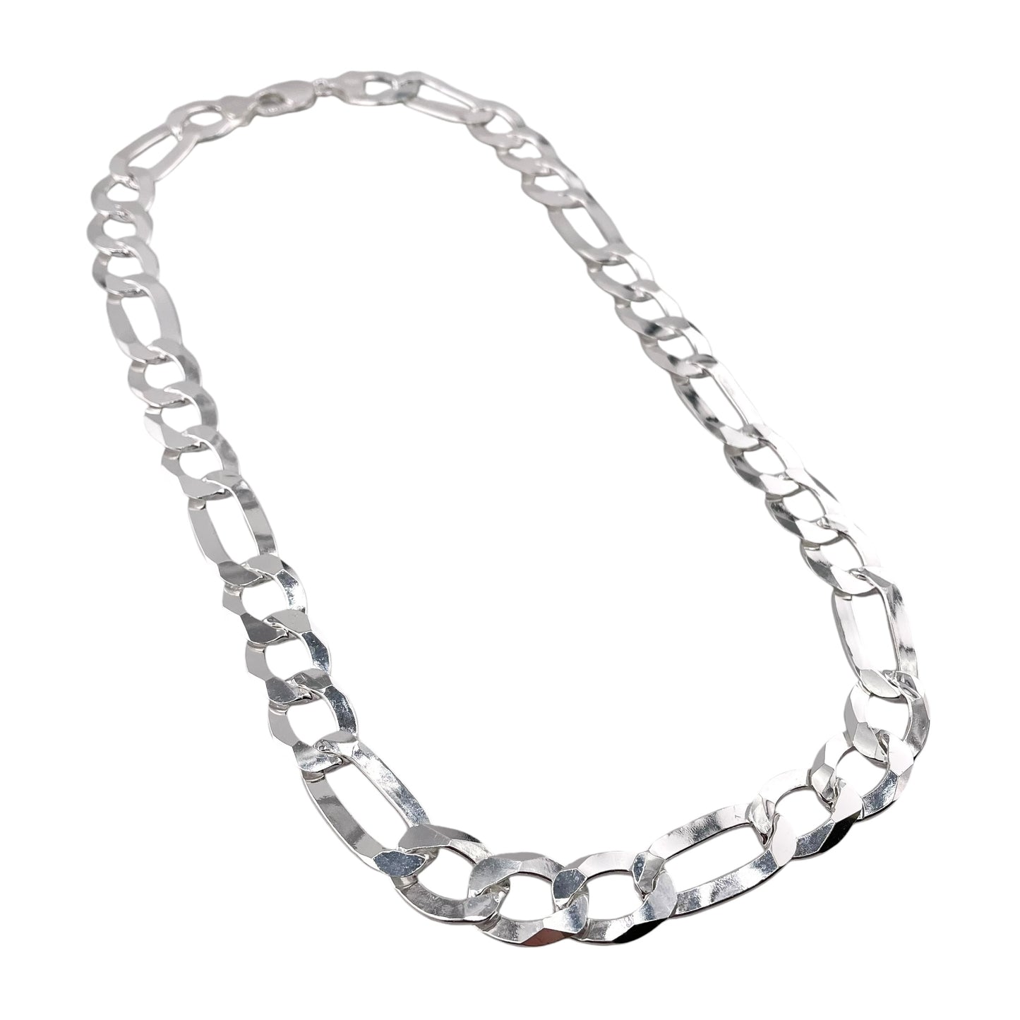 Sterling Silver Figaro Light 350 13.9mm Bracelet Chain Italian Italy Solid .925