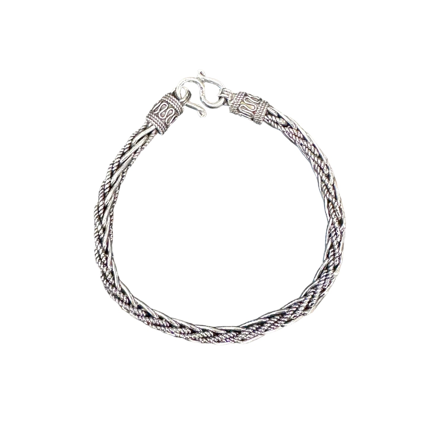 Handmade Braided Foxtail 5mm Sterling Silver Bracelet Chain