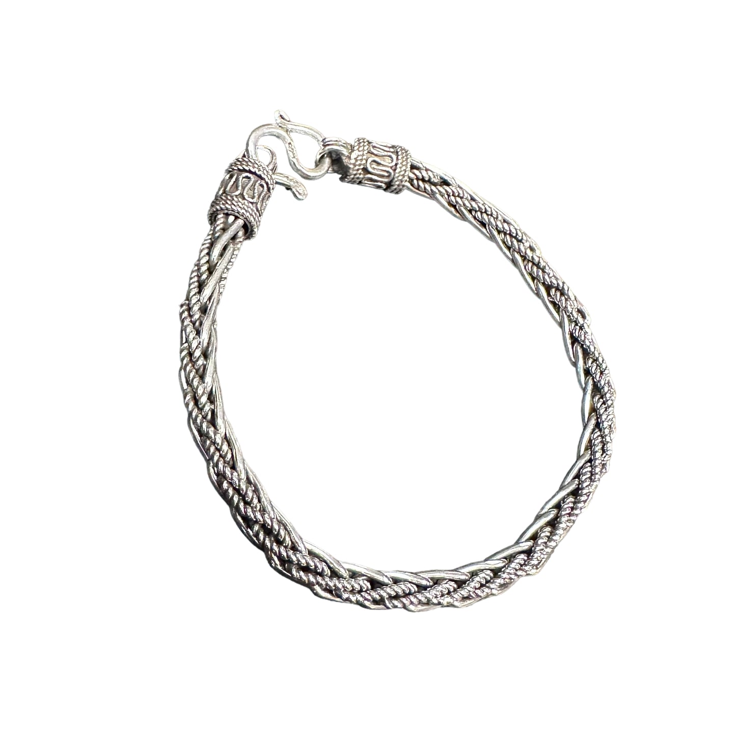 Handmade Braided Foxtail 5mm Sterling Silver Bracelet Chain