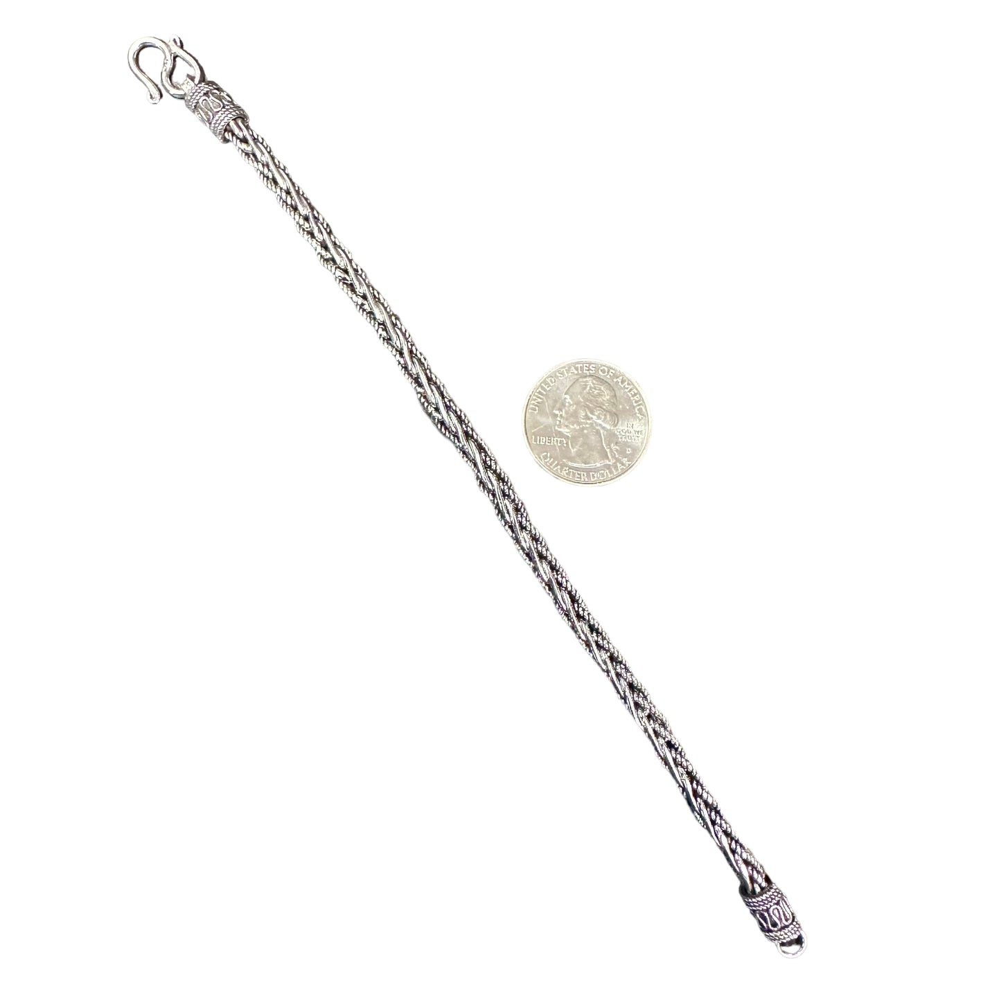 Handmade Braided Foxtail 5mm Sterling Silver Bracelet Chain