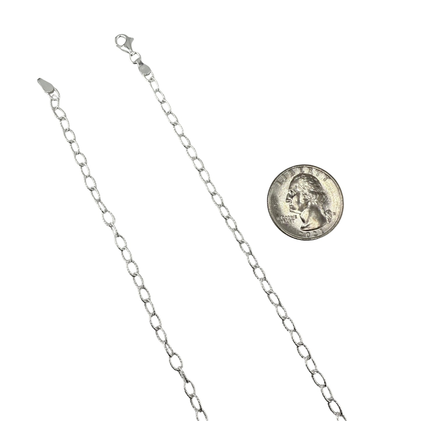 Sterling Silver D/C Oval Rolo 080 3.8mm Necklace Chain Italian Italy Solid .925 Jewelry