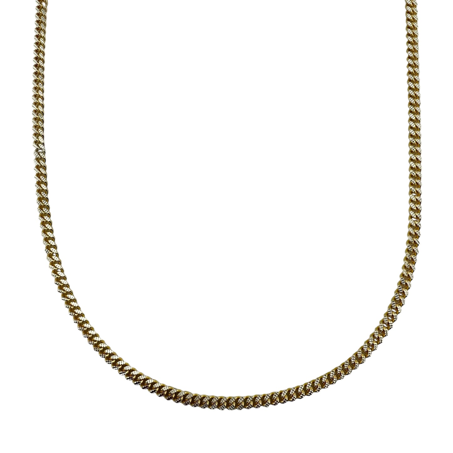 14K Gold over Sterling Silver Miami Cuban Pave 150 4.9mm Two Tone Chain Necklace Bracelet