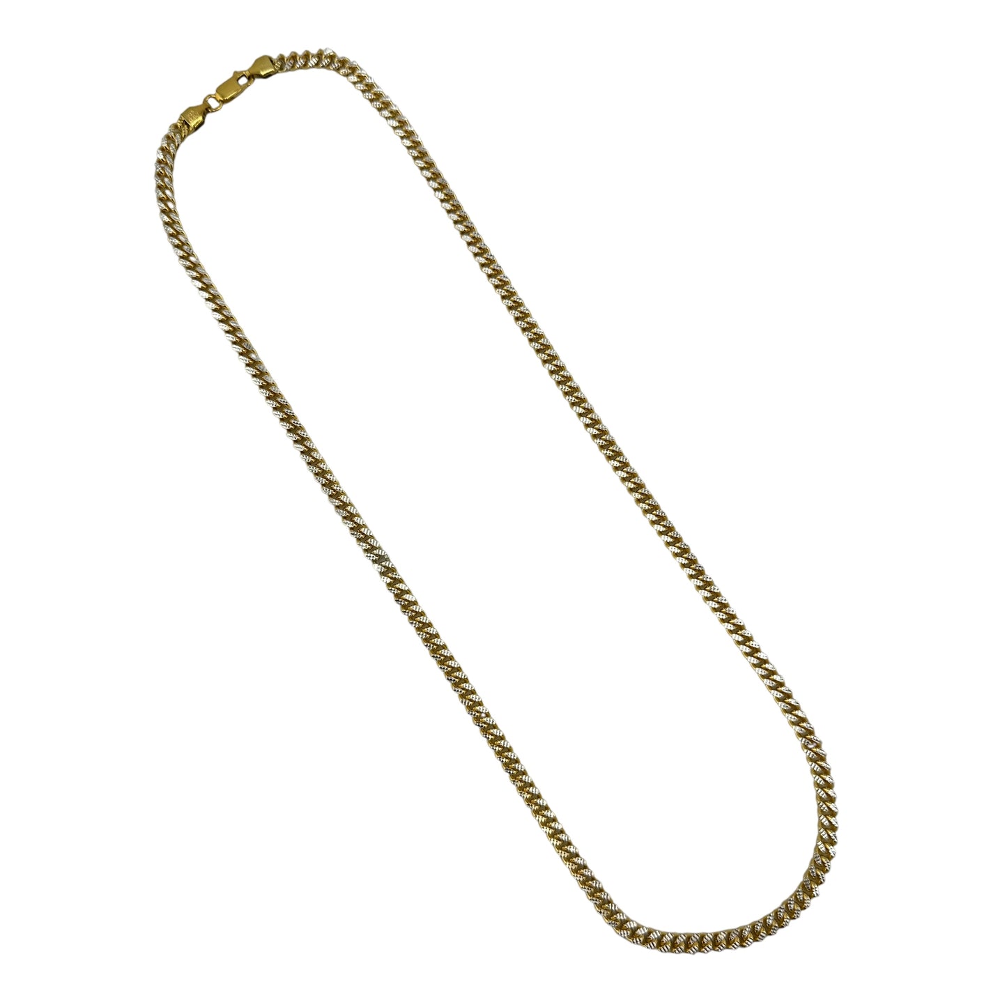 14K Gold over Sterling Silver Miami Cuban Pave 150 4.9mm Two Tone Chain Necklace Bracelet