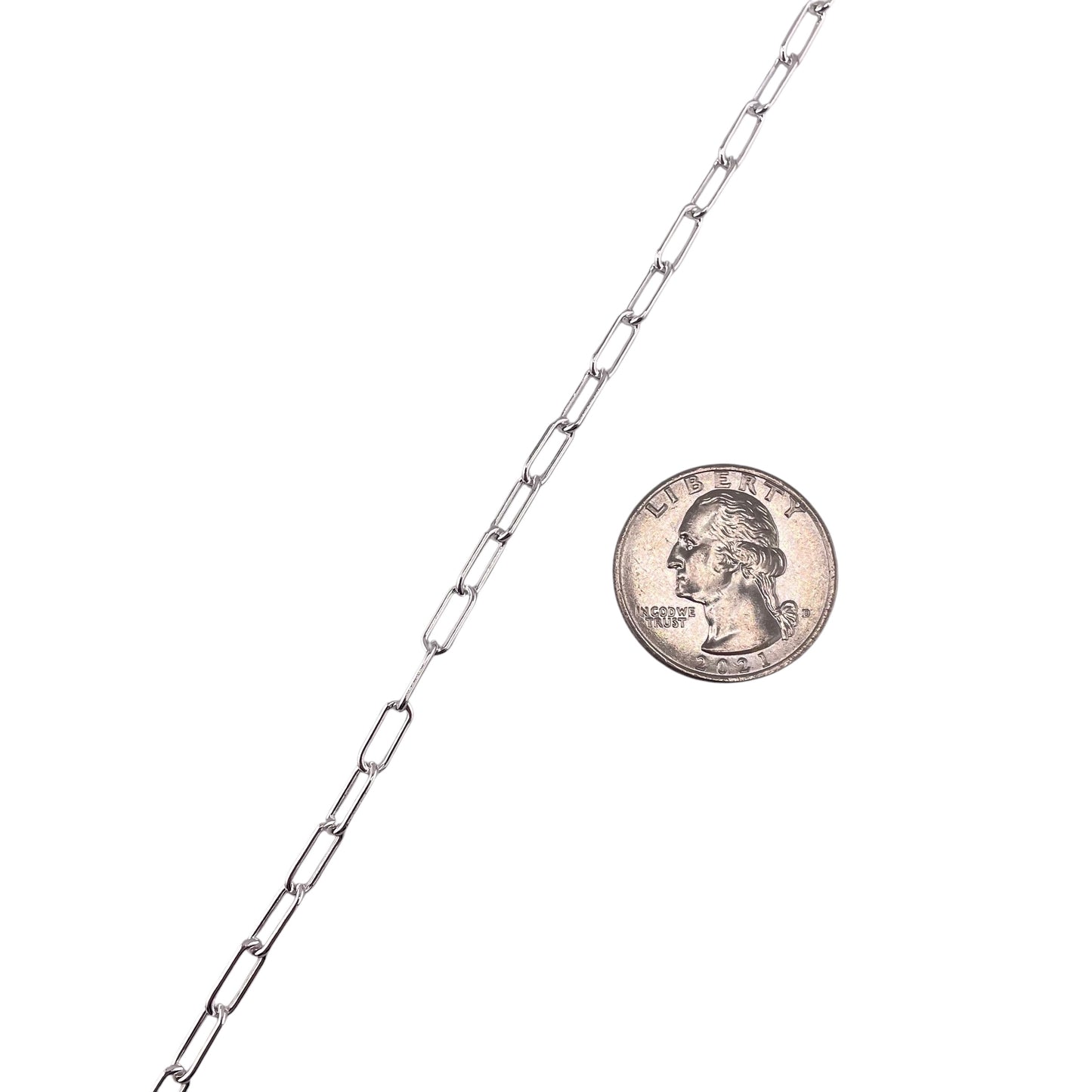 Sterling Silver Paper Clip 090 3.7mm Bulk Chain (5 FT Pack)